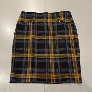 d. jeans Black and Yellow Plaid Pencil Skirt